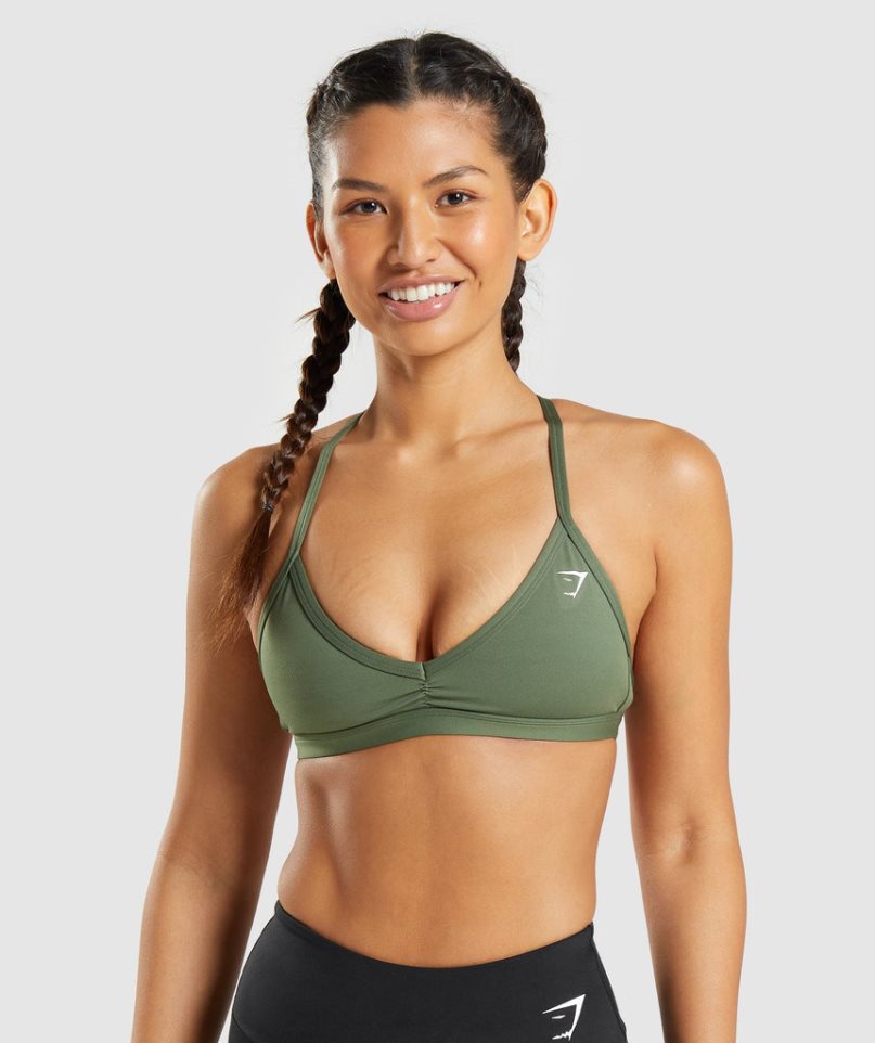 Women's Gymshark Minimal Sports Bra Olive | CA 05D1AN